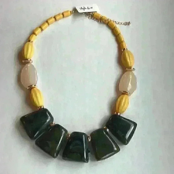 Style & Co new Gold Tone Statement Beaded Necklace - Picture 6 of 8